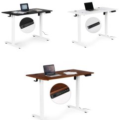 Elektrický výškovo nastaviteľný pracovný stôl s bielymi nohami - 120 x 60 cm