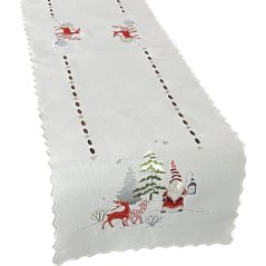 Stole alb de Crăciun cu broderie de elf și ren