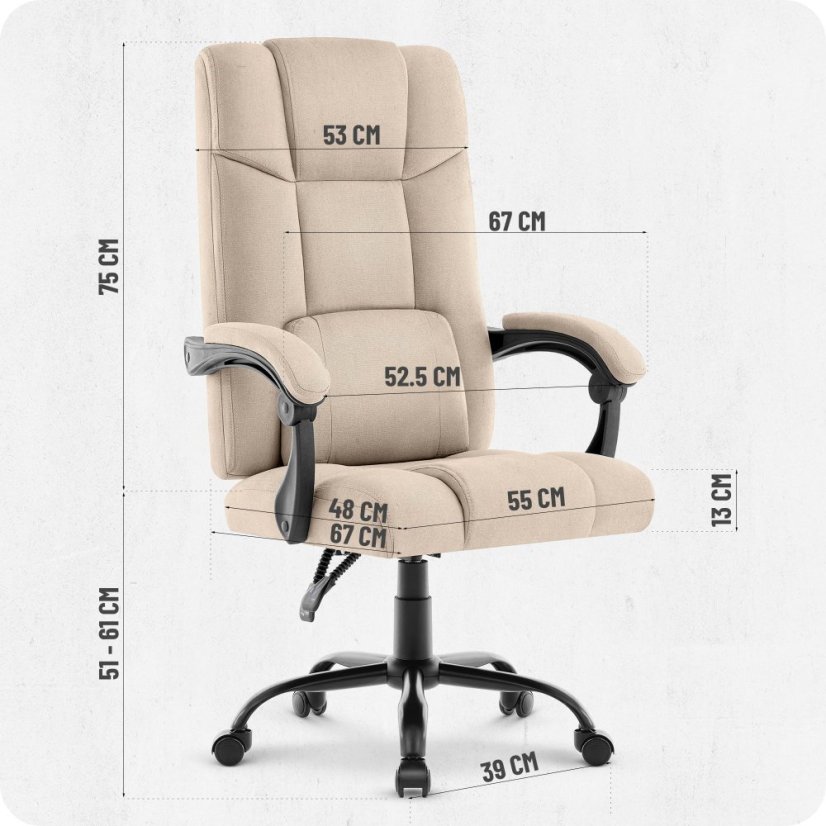 Ergonomska uredska stolica CABRO C505 do 150 kg bež boje