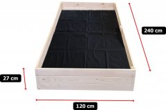 Vyvýšená dřevěná postel 240 x 120 x 27 cm