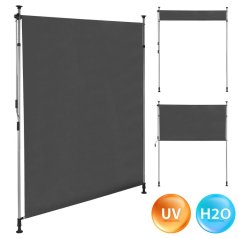 Voľnestojaca balkónová markíza, clona na terasu s kľukou - sivá