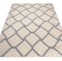 Covor gri-crem CANSAS cu efect 3D și model geometric
