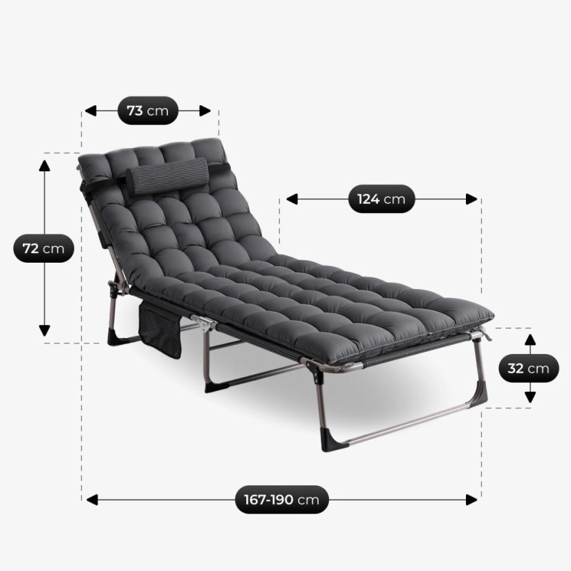 Vrtna ležaljka s madracem i podesivim naslonom VENUS