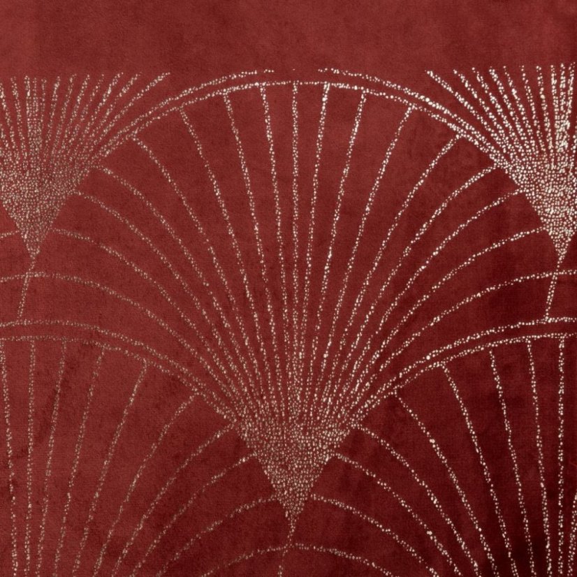 Zamatový stredový obrus s lesklou potlačou tehlovej farby