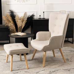 Poltrona relax con poggiapiedi LOZANO 2 - beige