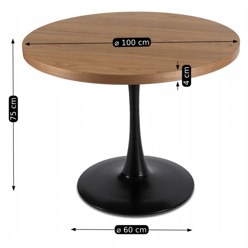 Okrúhly stôl LINO priemer 100 cm - rôzne farebné prevedenia
