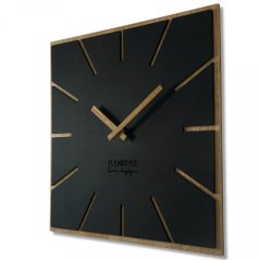 Brillante, schwarze, schlichte Wanduhr für modernes Interieur, 40cm