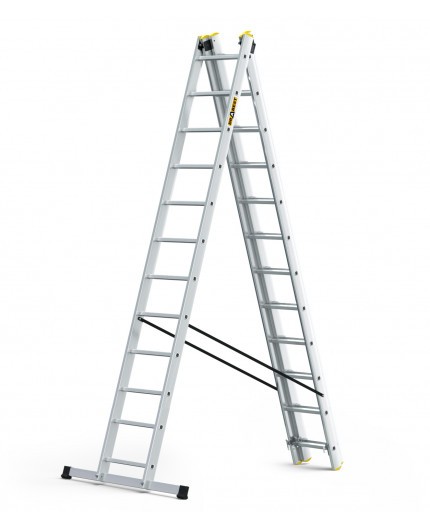 Viacúčelový hliníkový rebrík, 3 x 12 priečok a nosnosť 150 kg
