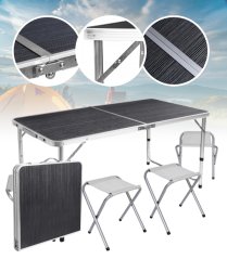 Kempingový skladací stôl so stoličkami – turistický set pre 4 osoby