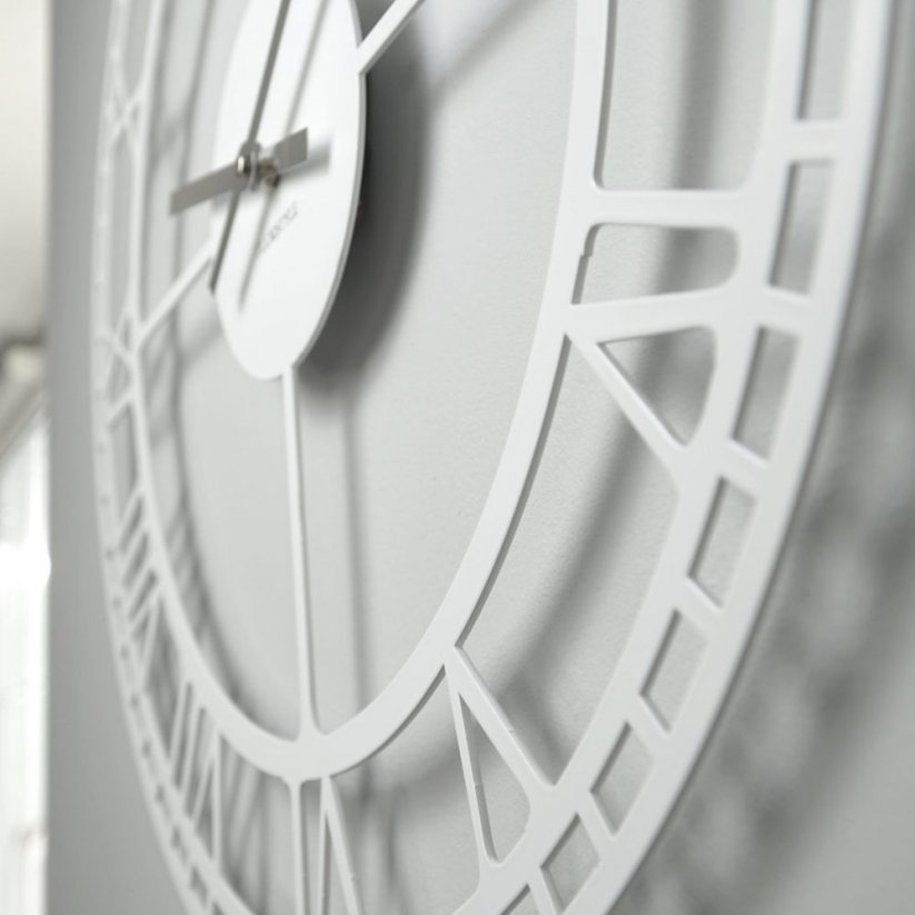 Kovové biele nástenné hodiny vintage 50 cm