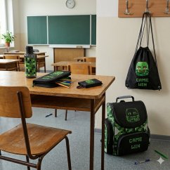 Školski set Minecraft Pixel Mask od 5 dijelova - školska torba, pernica, vrećica, boca za vodu i novčanik