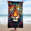 Strandtörülköző színes tigris - egzotikus motívum, gyorsan száradó 100x180 cm