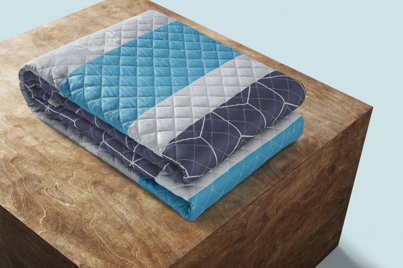 Moderný tyrkysový prehoz na posteľ na dvojlôžko