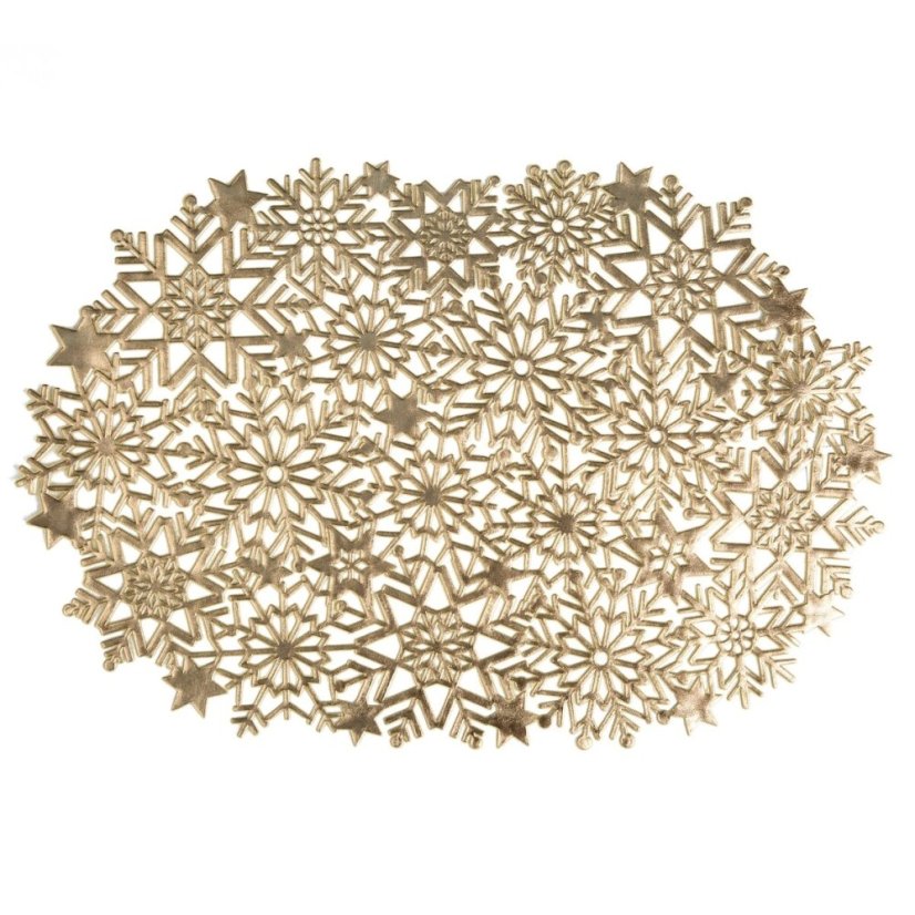 Weihnachtsmatte gold in Form von Schneeflocken - 30 x 45 cm