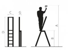 Oceľový rebrík s 8 stupňami a hmotnosťou 125 kg