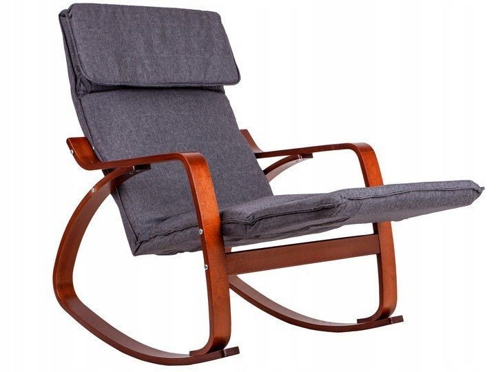 Sötétszürke hintaszék barna kerettel