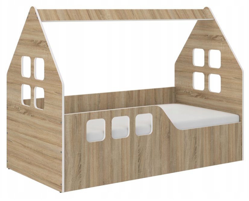 Gyermekágy ház 160 x 80 cm a dekorációban tölgyfa sonoma balra