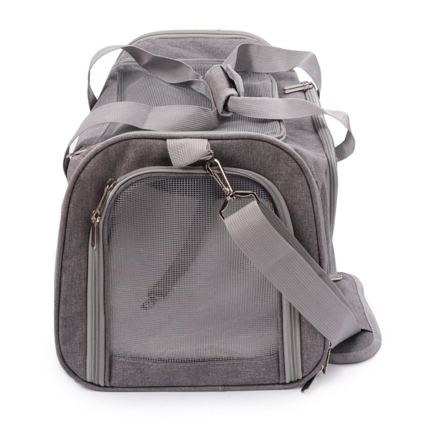 Zusammenklappbare Textil-Transportbox für Tiere - grau, 45 x 37 x 22 cm