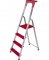 Aluminijasta lestev s 4 stopnicami in nosilnostjo 150 kg, rdeča