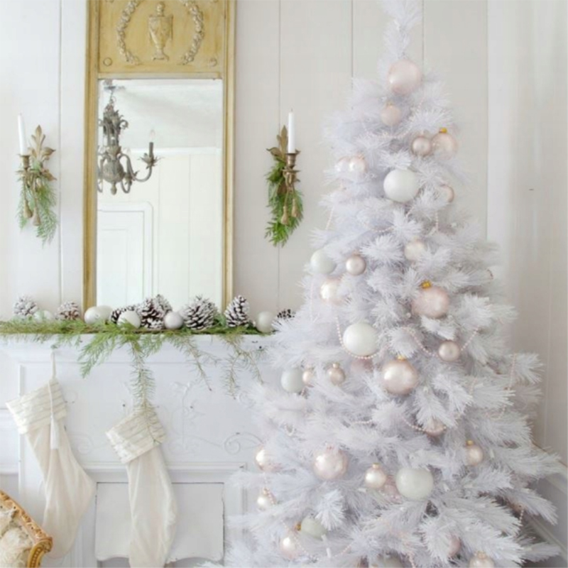 Feenhafte Weihnachtstanne in luxuriöser weißer Farbe 220 cm