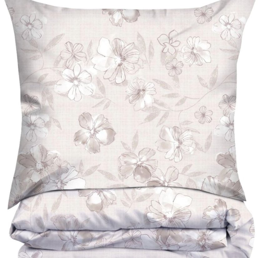 Posteľná bielizeň z prémiovej bavlny, béžová s kvetinovým vzorom