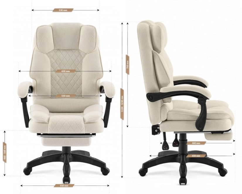 Sedia ergonomica per ufficio HC-1031 Ecru