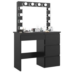 Fekete fésülködőasztal LED világítással