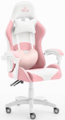 Геймърски стол Rainbow розово-бял