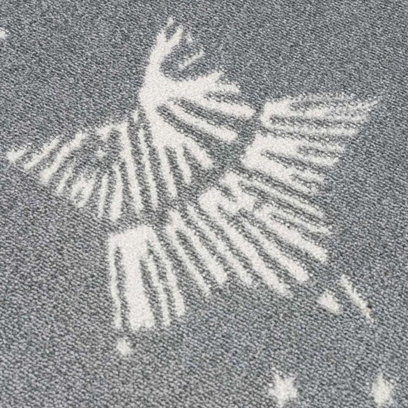 Šedý originální koberec s motivem hvězd do dětského pokoje
