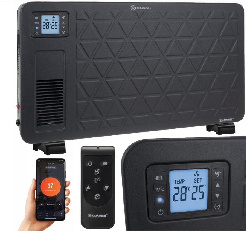 Încălzitor convector electric cu economie de energie KAMINER ZIFLO 2300W cu WIFI și telecomandă