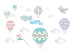 Wandaufkleber Heißluftballons in Pastellfarben