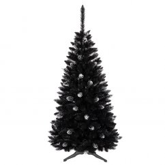 Črna božična jelka z okraski 180 cm
