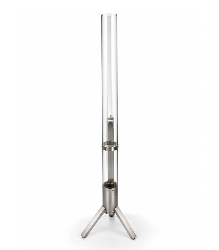 Terasový ohřívač na pelety s efektem plamene 4 kW, 132 cm, stříbrný