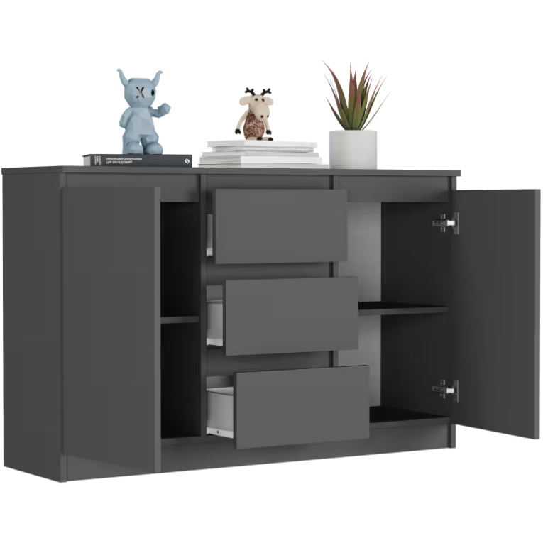 Komoda R-120-S3 se 3 zásuvkami a dvířky – různé barevné varianty - Barva produktu: sonoma