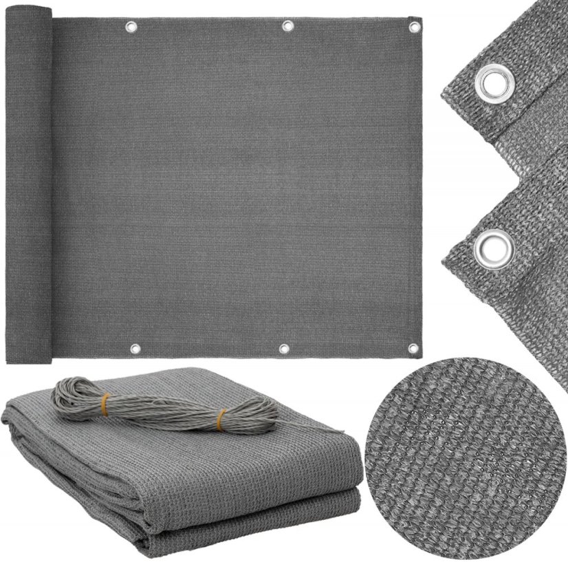 Balkónová clona v sivej farbe 0,8 x 5 m