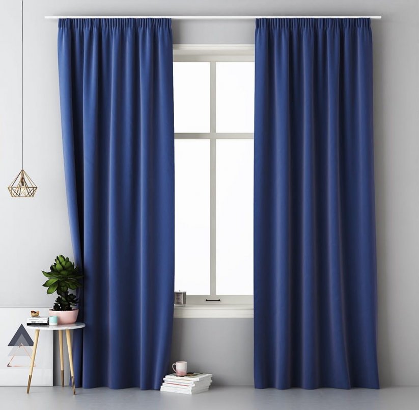 Izdelana temno modra zavesa 140 x 280 cm