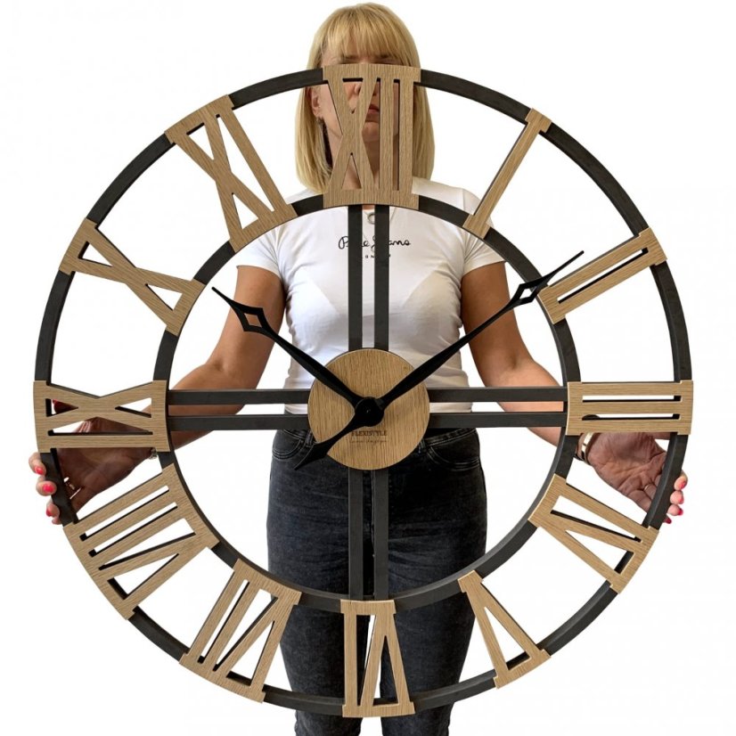 Große Wanduhr aus Holz, 80cm