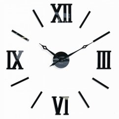 Elegante Wanduhr zum Aufkleben in Schwarz, 130 cm