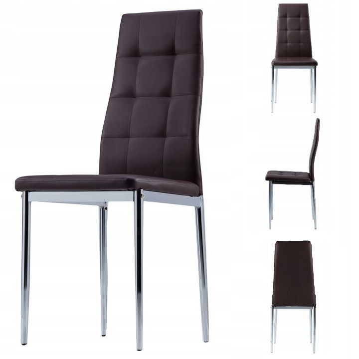 Set 4 scaune maro din piele ecologică pentru sufragerie