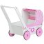 Holzkinderwagen für Puppen in rosa