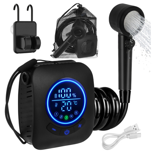Duș de camping portabil reîncărcabil USB cu pompă - 8000 mAh