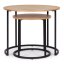 Set de 2 mese de cafea - mese rotunde cu decor din stejar