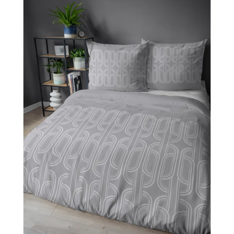 Flanel ágynemű - szürke, geometrikus mintával