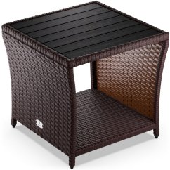 Stílusos polirattan kisasztal CASARIA® 45 × 45 × 40 cm