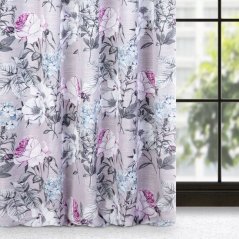 Kvetovaný záves fialovej farby so zavesením na riasiacu pásku 140 x 270 cm