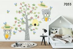 Adesivo da parete di qualità per bambini con orsi e api