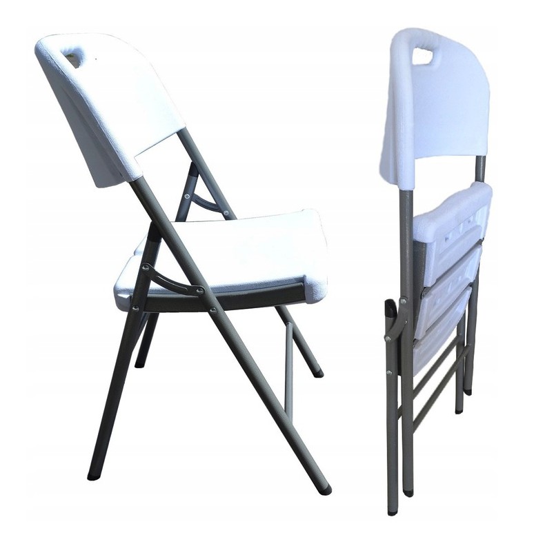 Összecsukható, hordozható műanyag szék - fehér