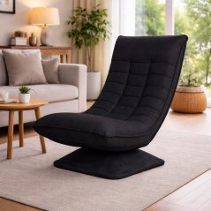 Otočné relaxačné kreslo – polohovateľné čierne kreslo