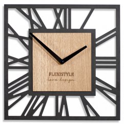 Lesena kvadratna stenska ura v črni barvi