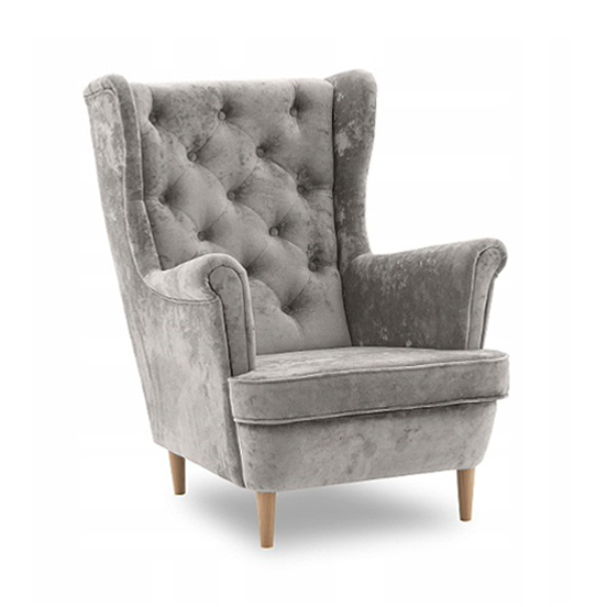 Sivé kreslo ušiak v glamour štýle